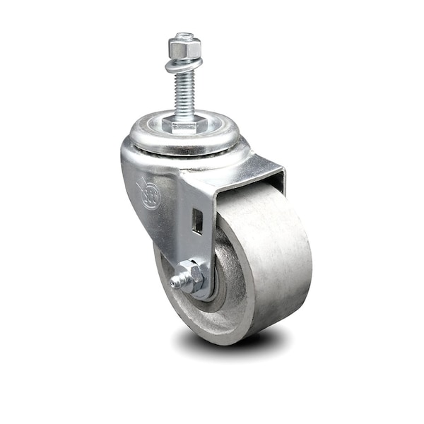 Semi Steel Swivel Threaded Stem Caster w/Roller Bearing - 3" Wheel & 10MM Stem